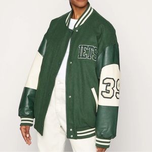 iets frans… Green Varsity Letterman Jacket UNISEX